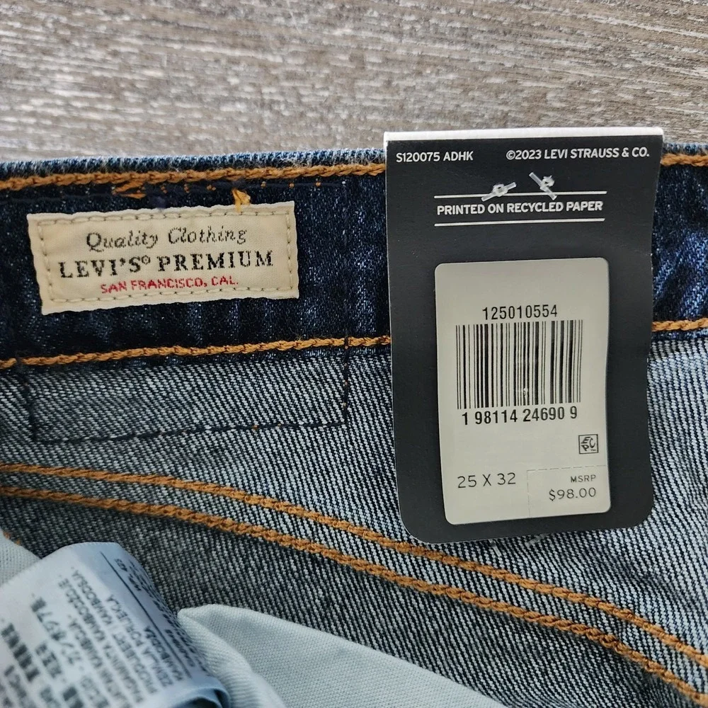 Levi's Premium 501 Original High Rise Straight Leg Jeans Dark Wash W25 L32